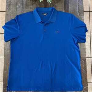 Greg Norman Collection Men's Royal Blue Polo with Multicolor Shark EmbroideryXXL
